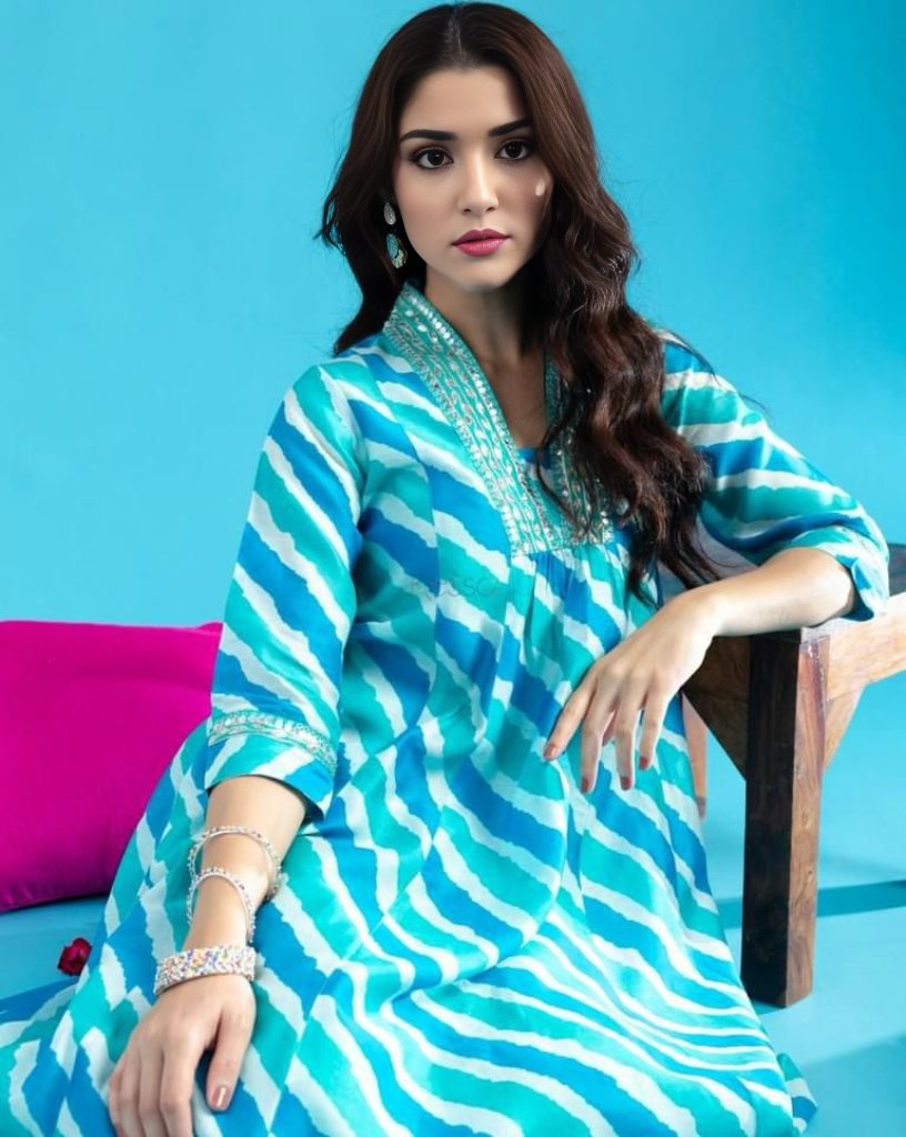 Striped Printed Kurta With Bottom Set