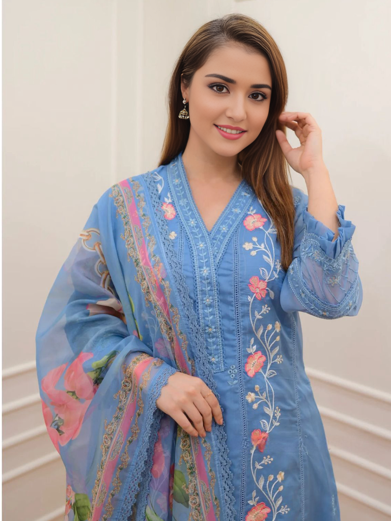 Floral Embroidered A-line Kurta Set