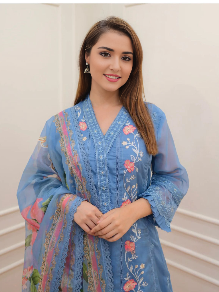 Floral Embroidered A-line Kurta Set