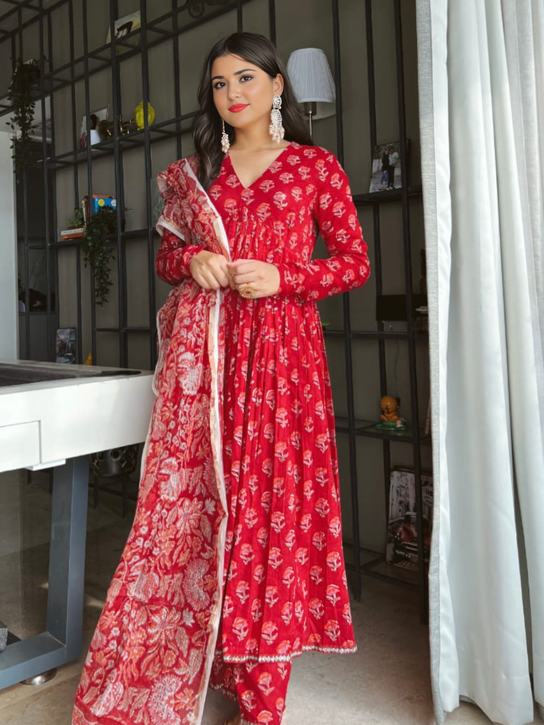 Pure Cotton Floral Printed Kurta Set