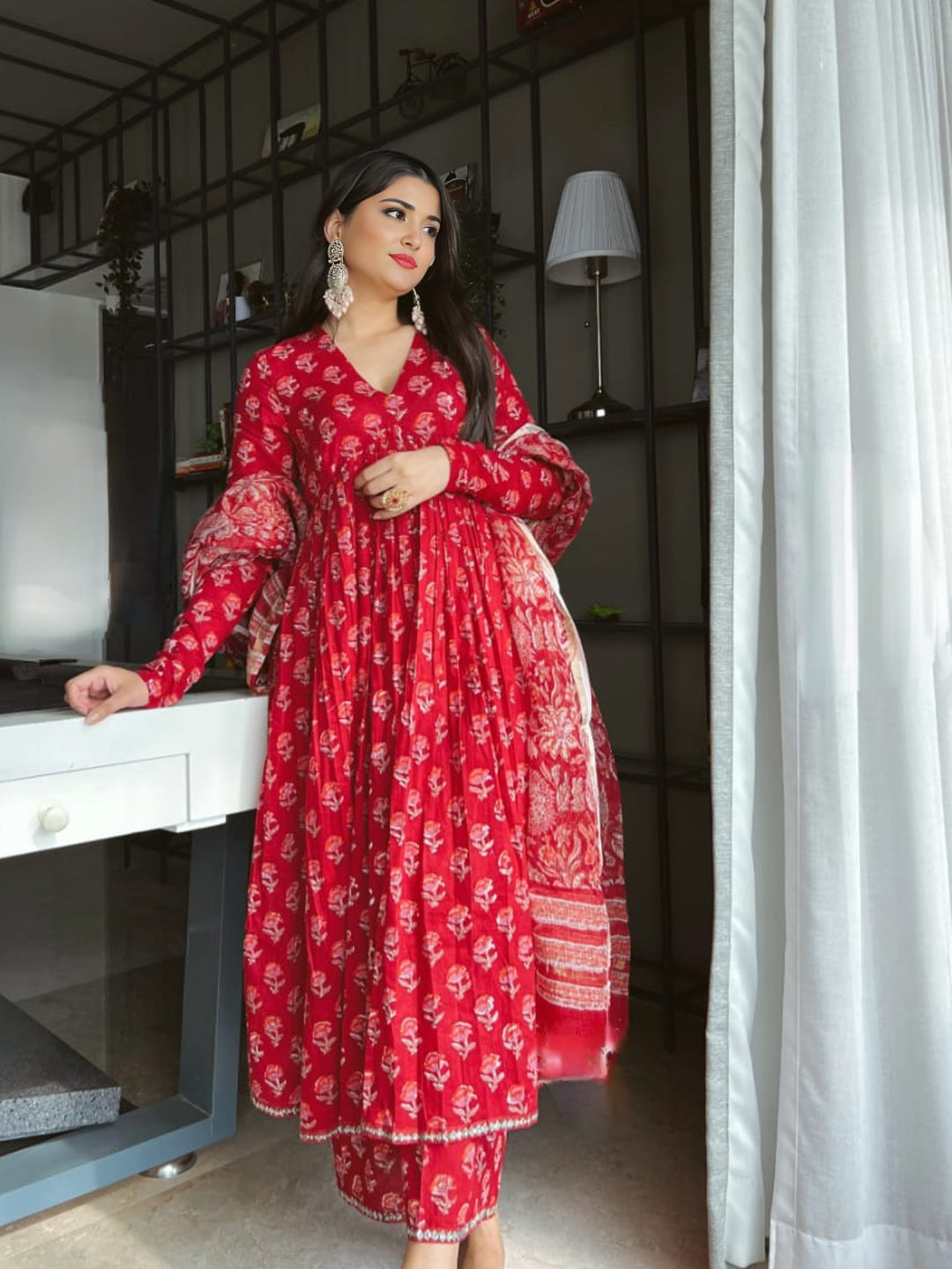 Pure Cotton Floral Printed Kurta Set