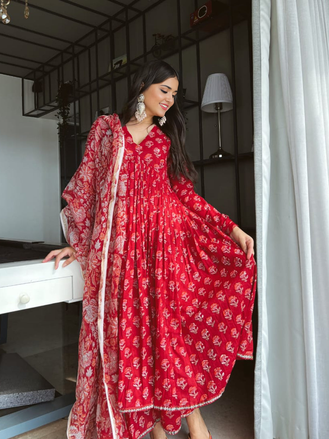 Pure Cotton Floral Printed Kurta Set