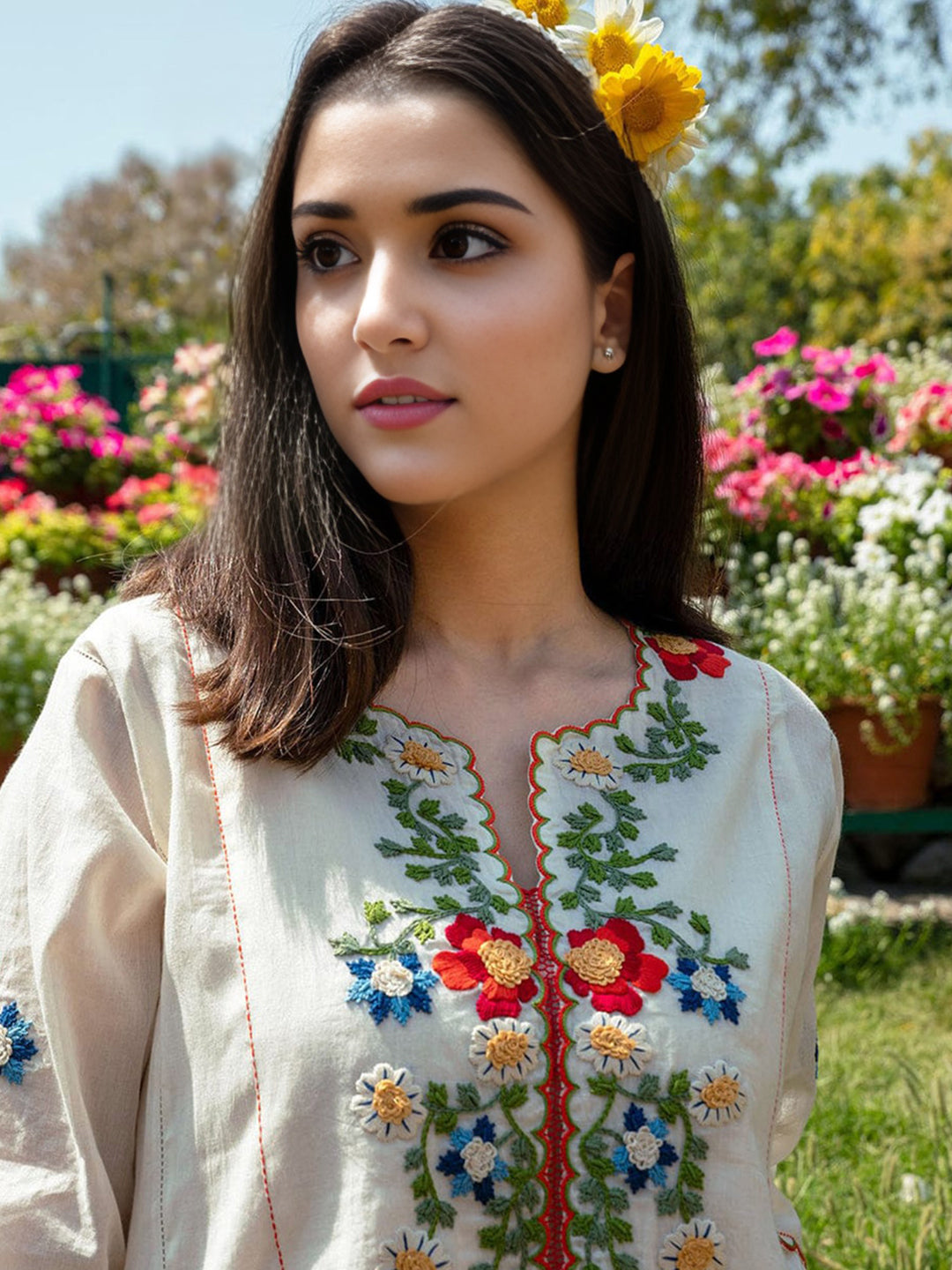 Floral Embroidered Kurta With Bottom Set