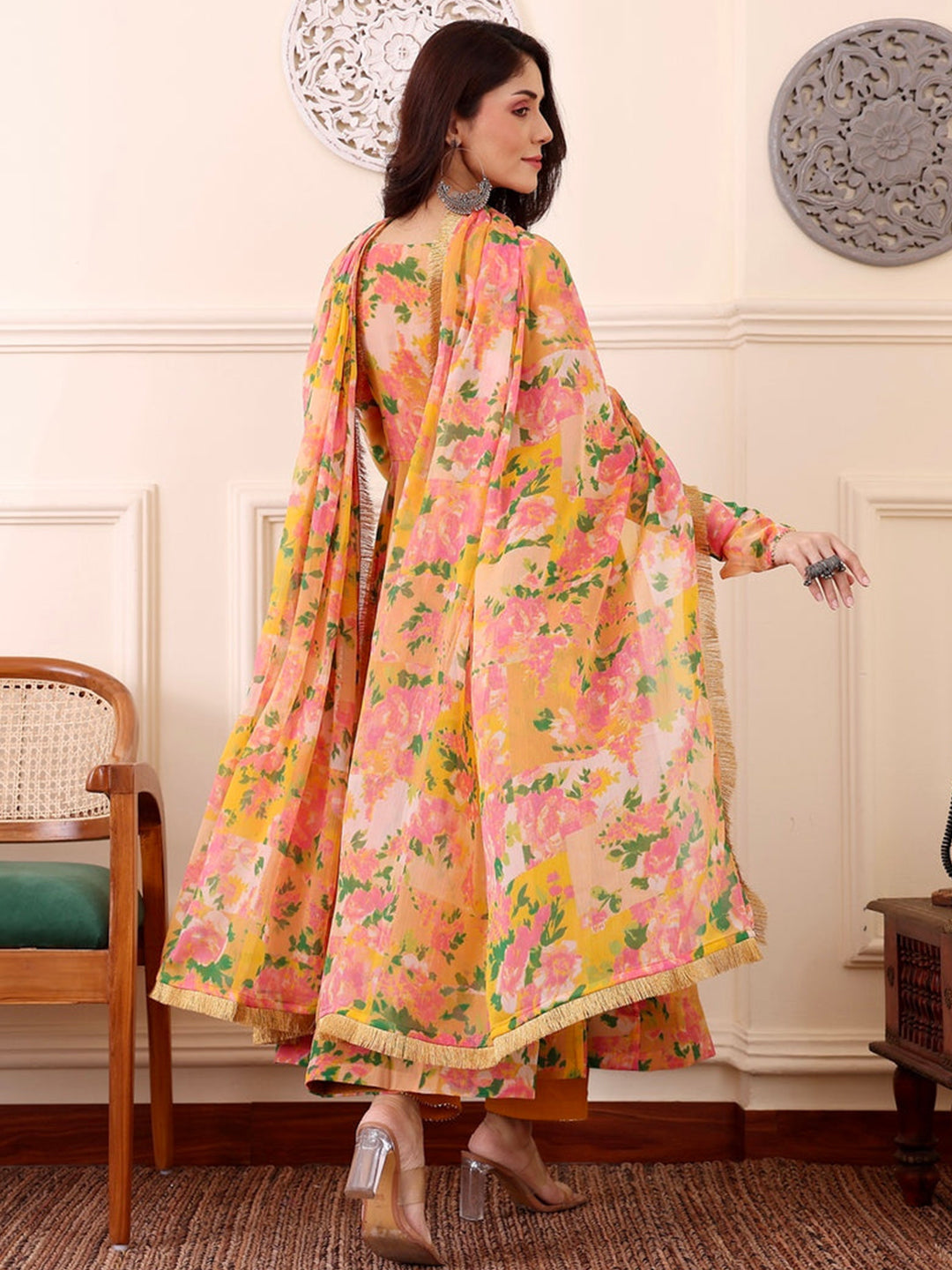 Floral Printed Flared Kurta Set