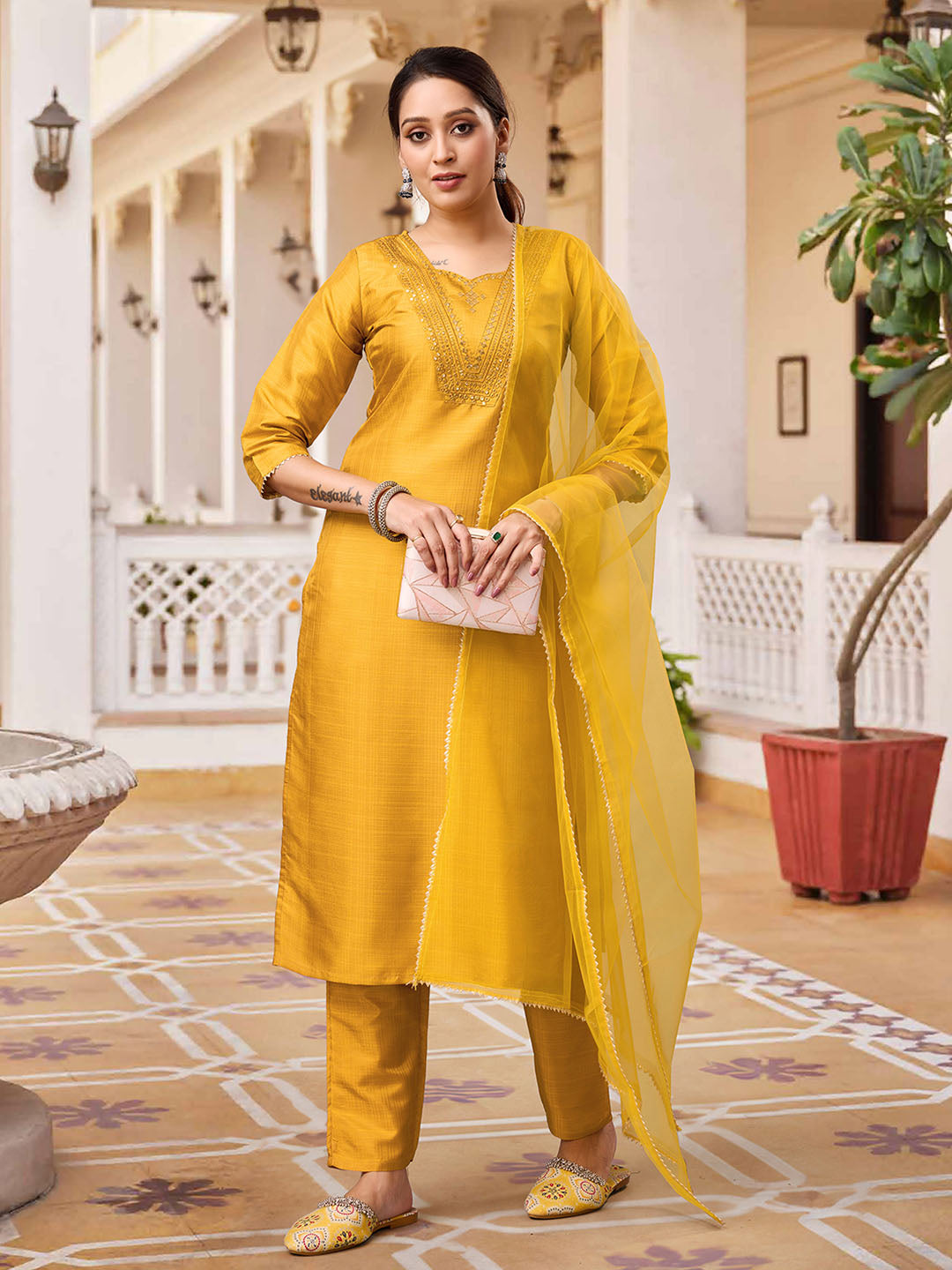 Polyester Silk Kurta Set