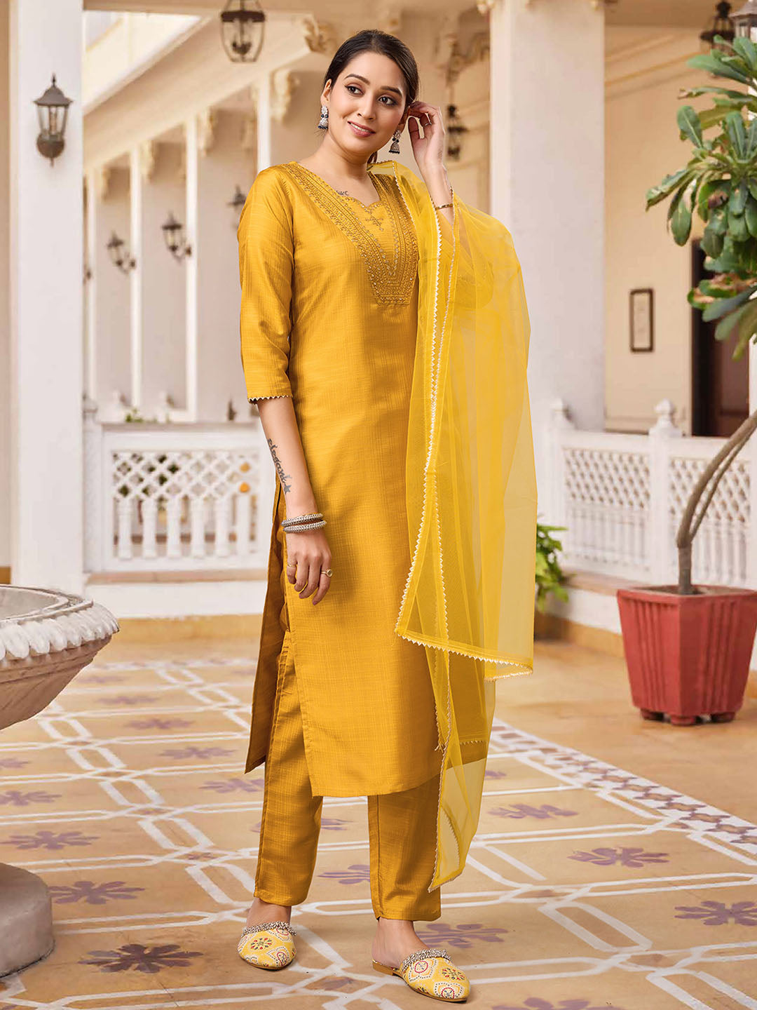 Polyester Silk Kurta Set