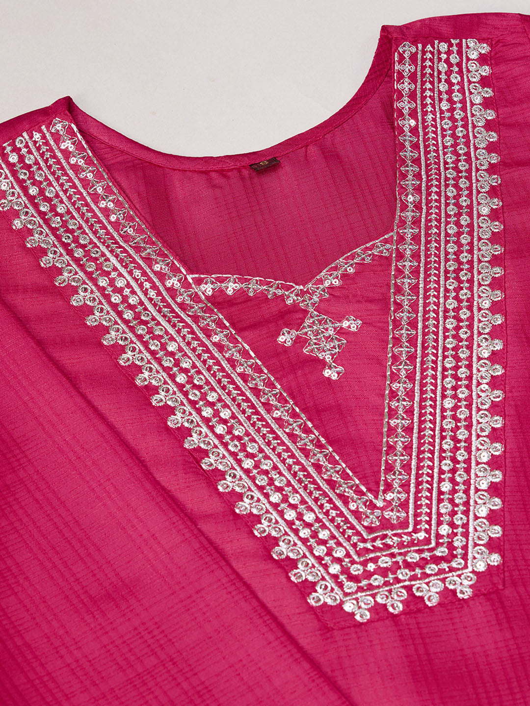 Pink Polyester Silk Kurta Set