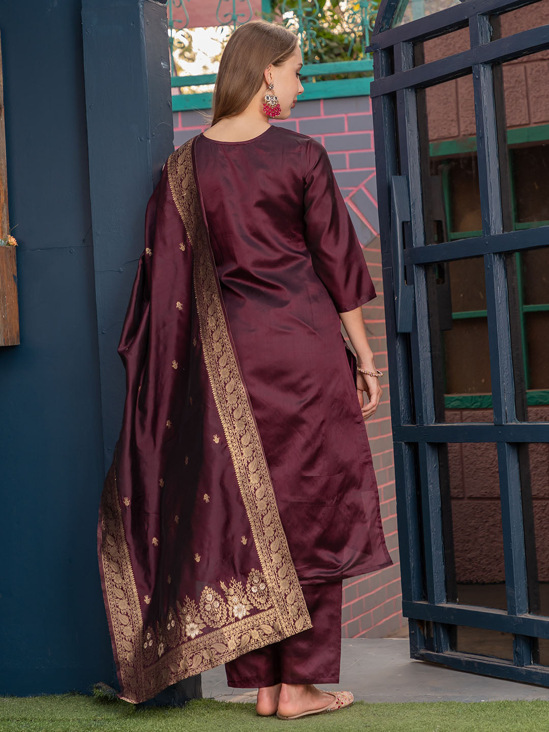 Maroon Colour Kurta Set