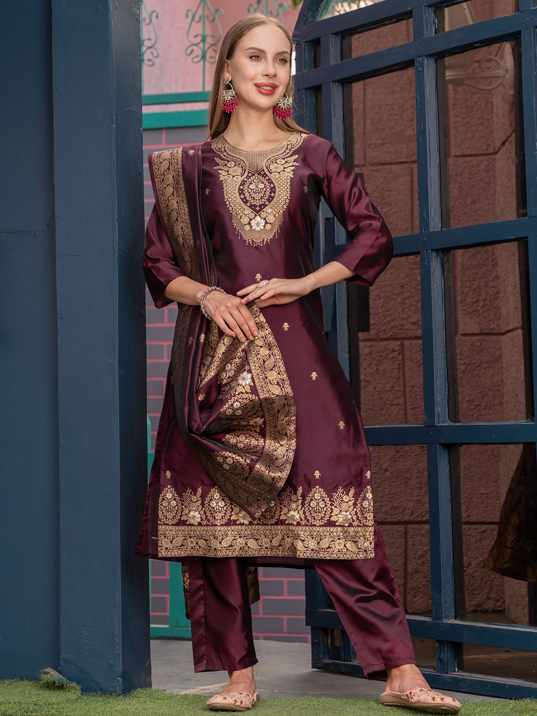 Maroon Colour Kurta Set