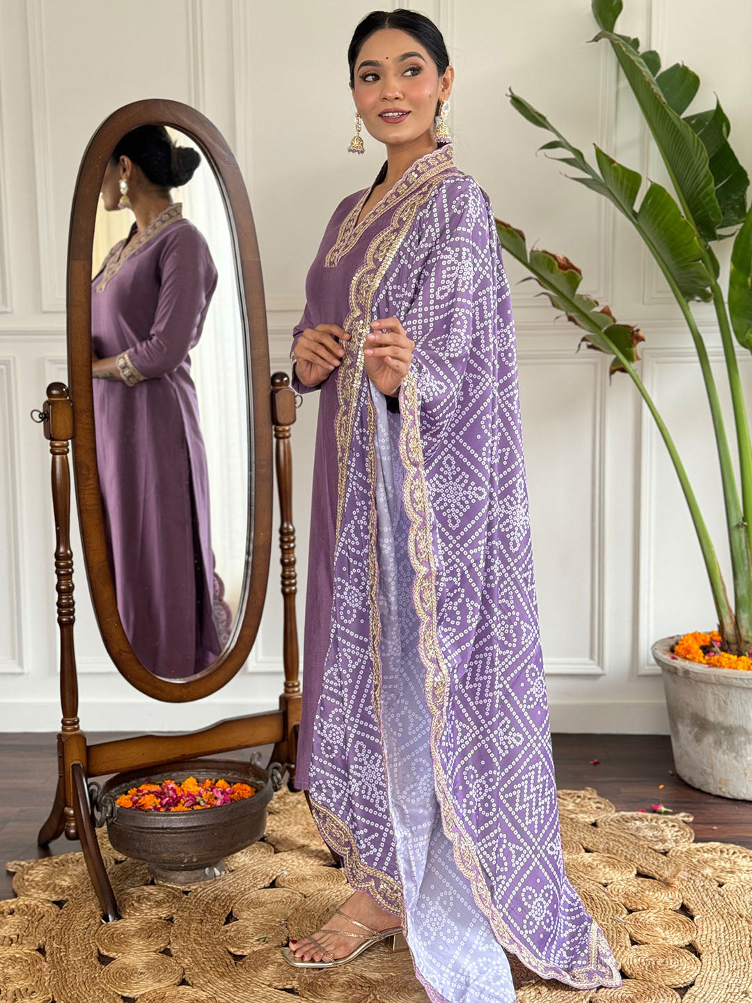 Viscose Silk Embroidered Straight Kurta Set