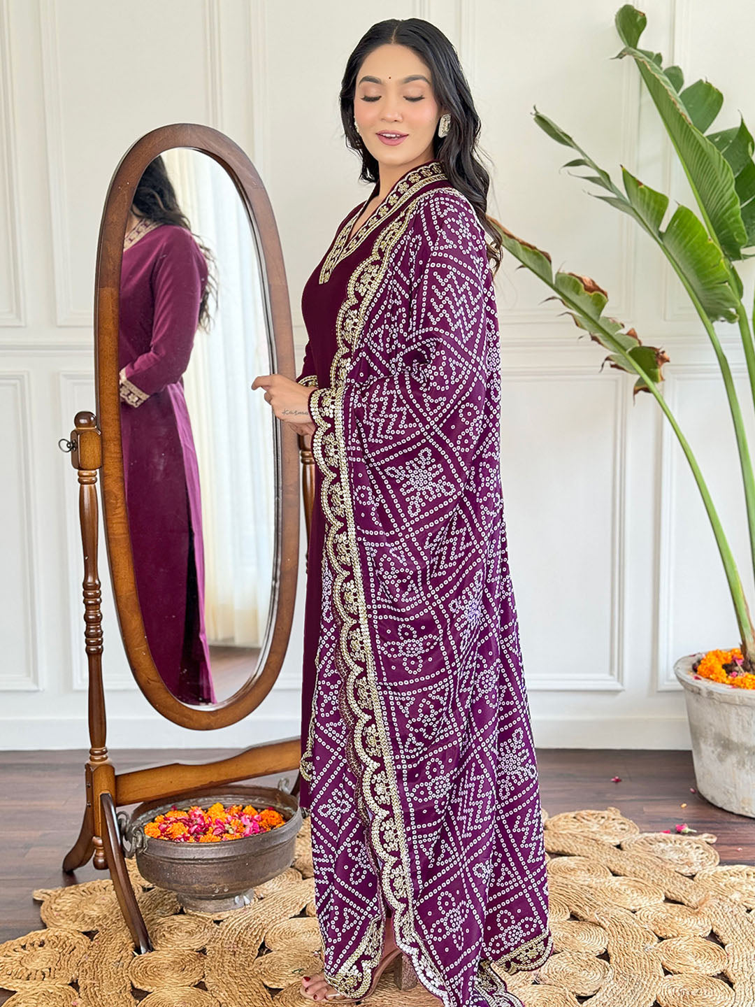 Viscose Silk Embroidered Straight Kurta Set