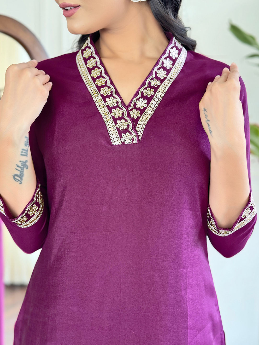 Viscose Silk Embroidered Straight Kurta Set