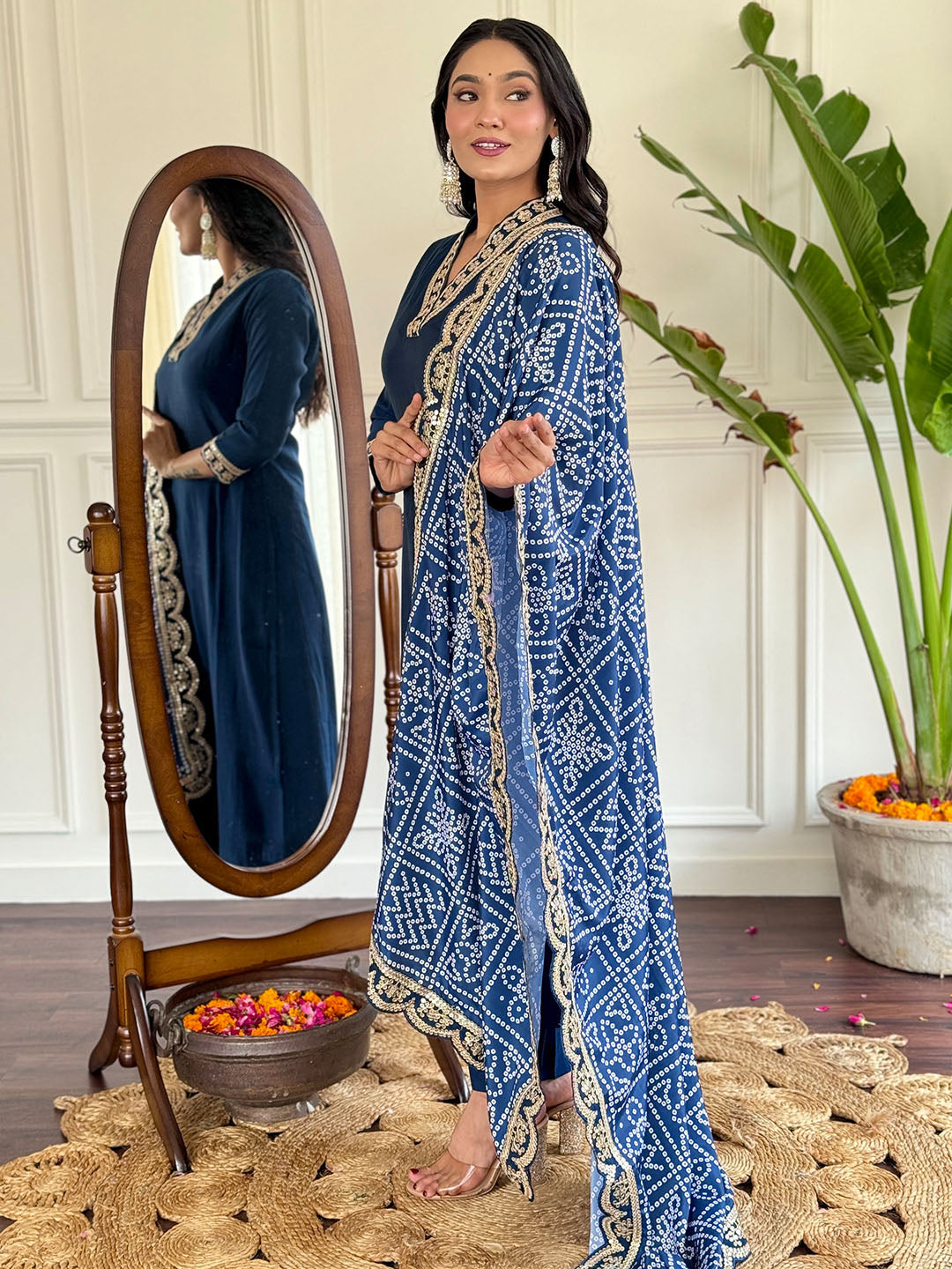 Viscose Silk Embroidered Straight Kurta Set