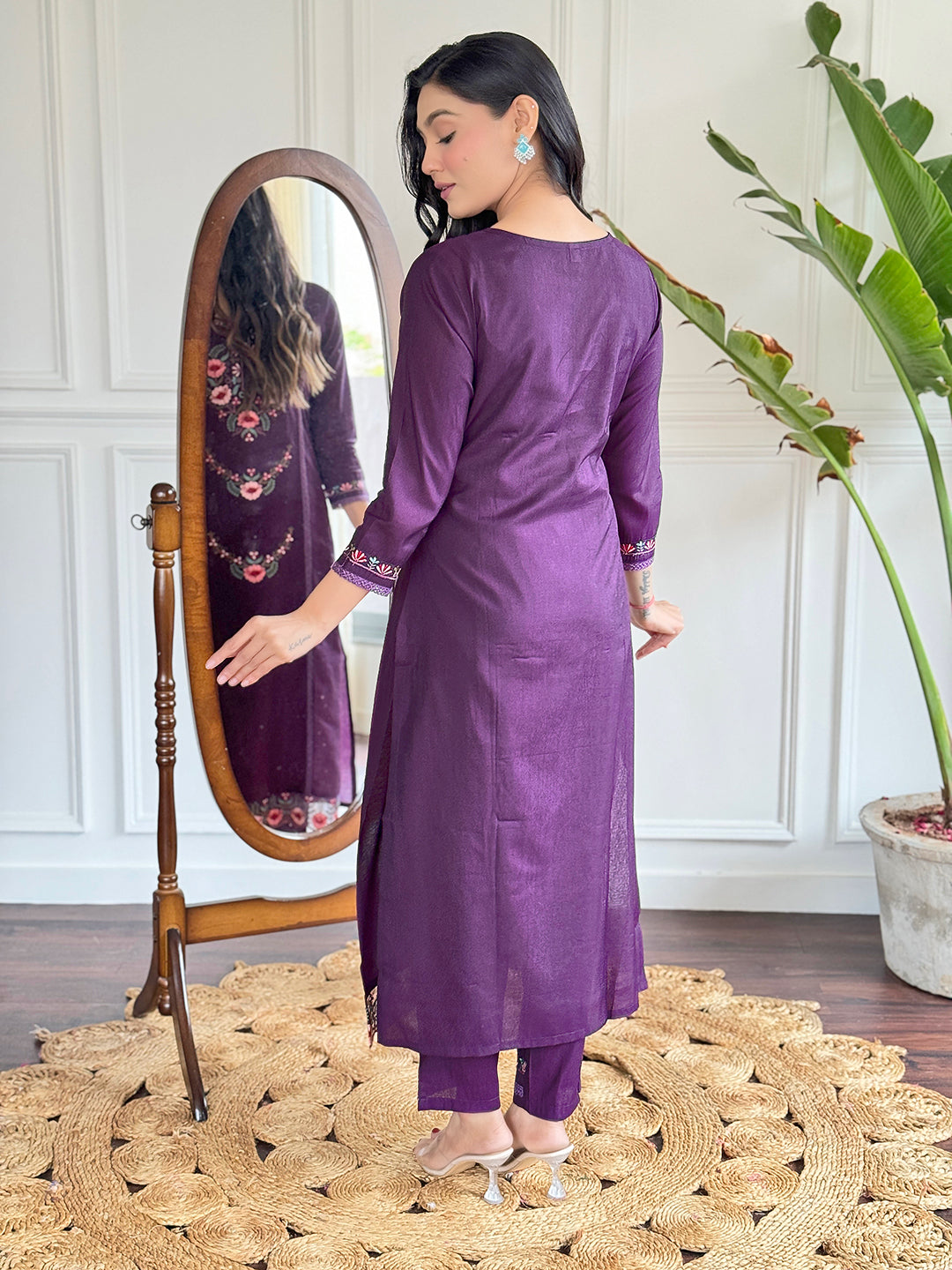 Chanderi Kurta With Bottom & Dupatta Set