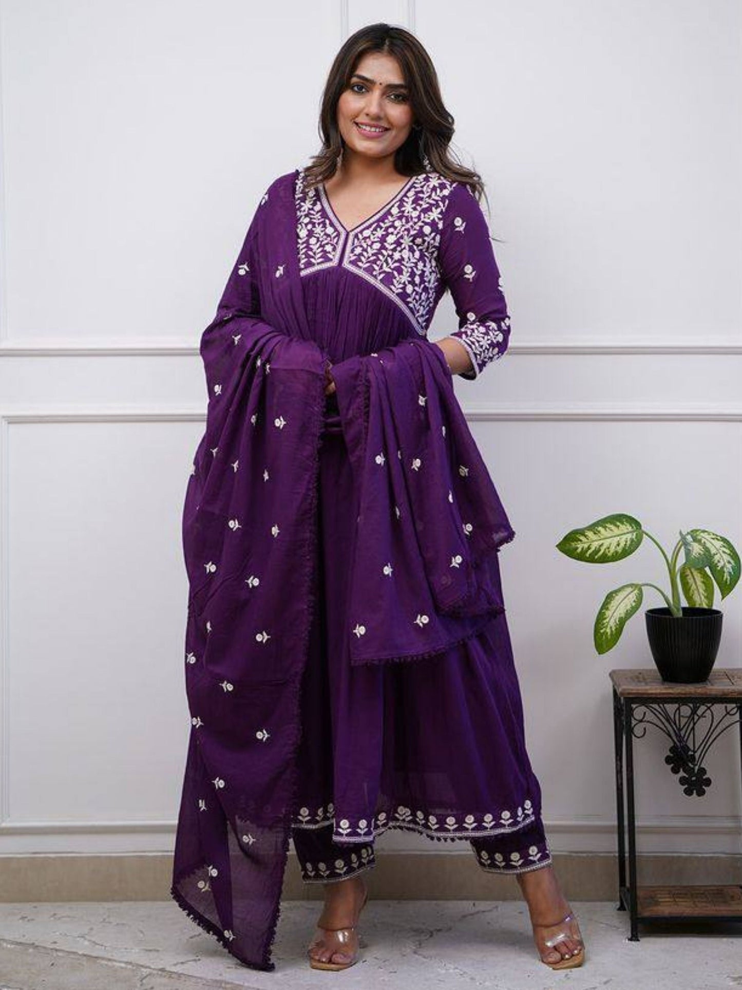 Vichitra Silk Embroidered Kurta Set