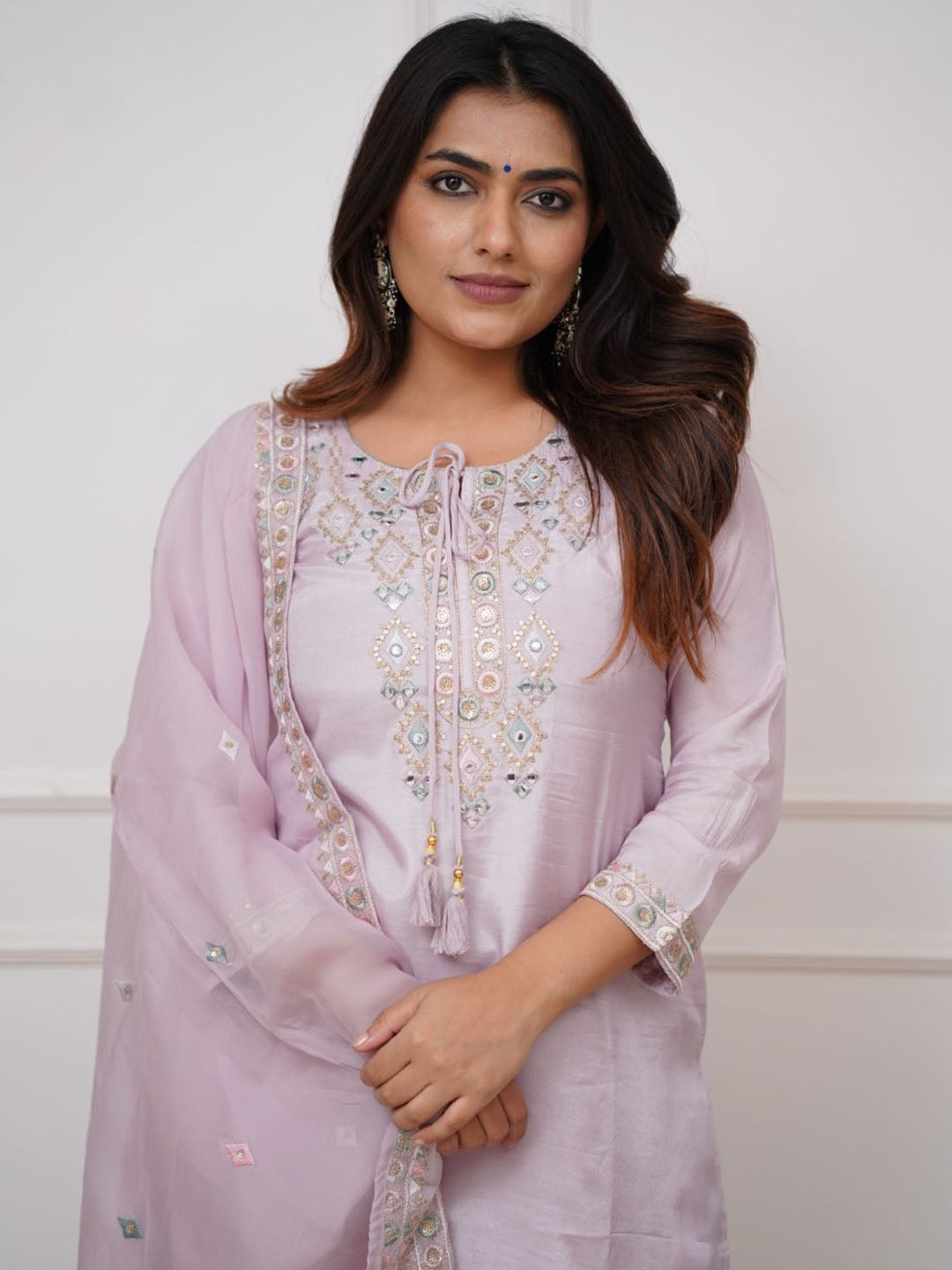 Embroidered Pure Vicose Chanderi kurta set