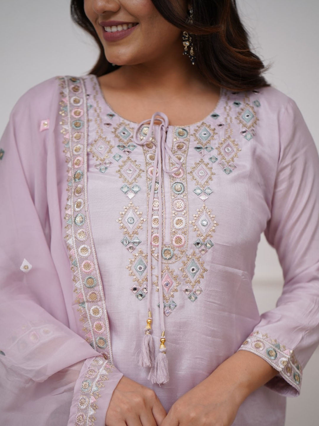 Embroidered Pure Vicose Chanderi kurta set