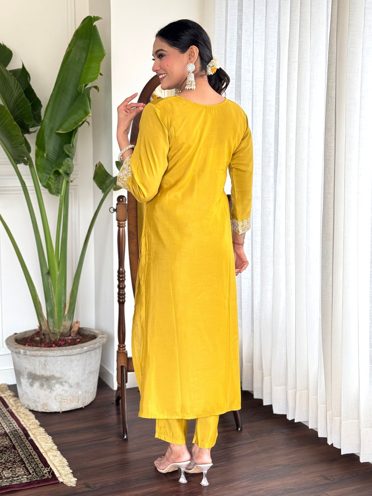 Chanderi Embroidered Kurta Set