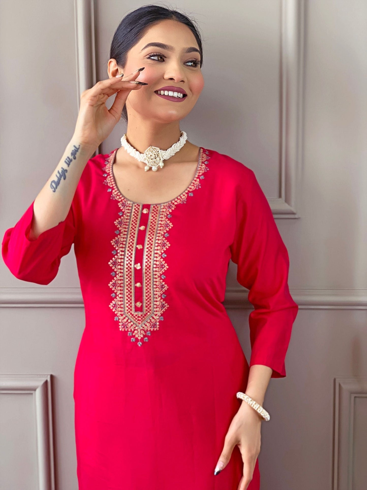 Chanderi Viscose Ethnic Kurta Set