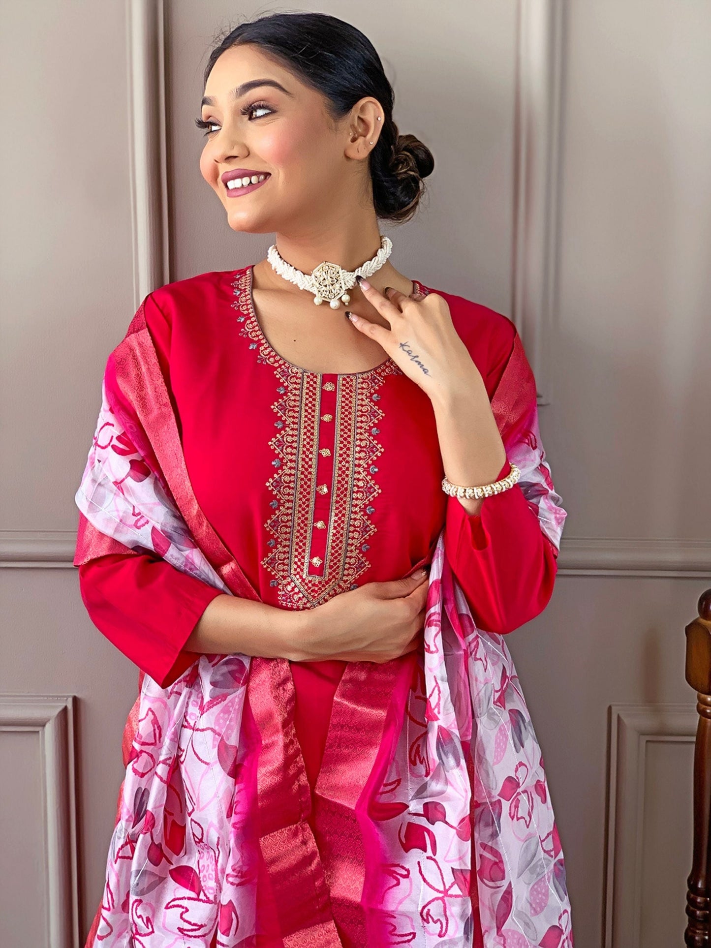 Chanderi Viscose Ethnic Kurta Set