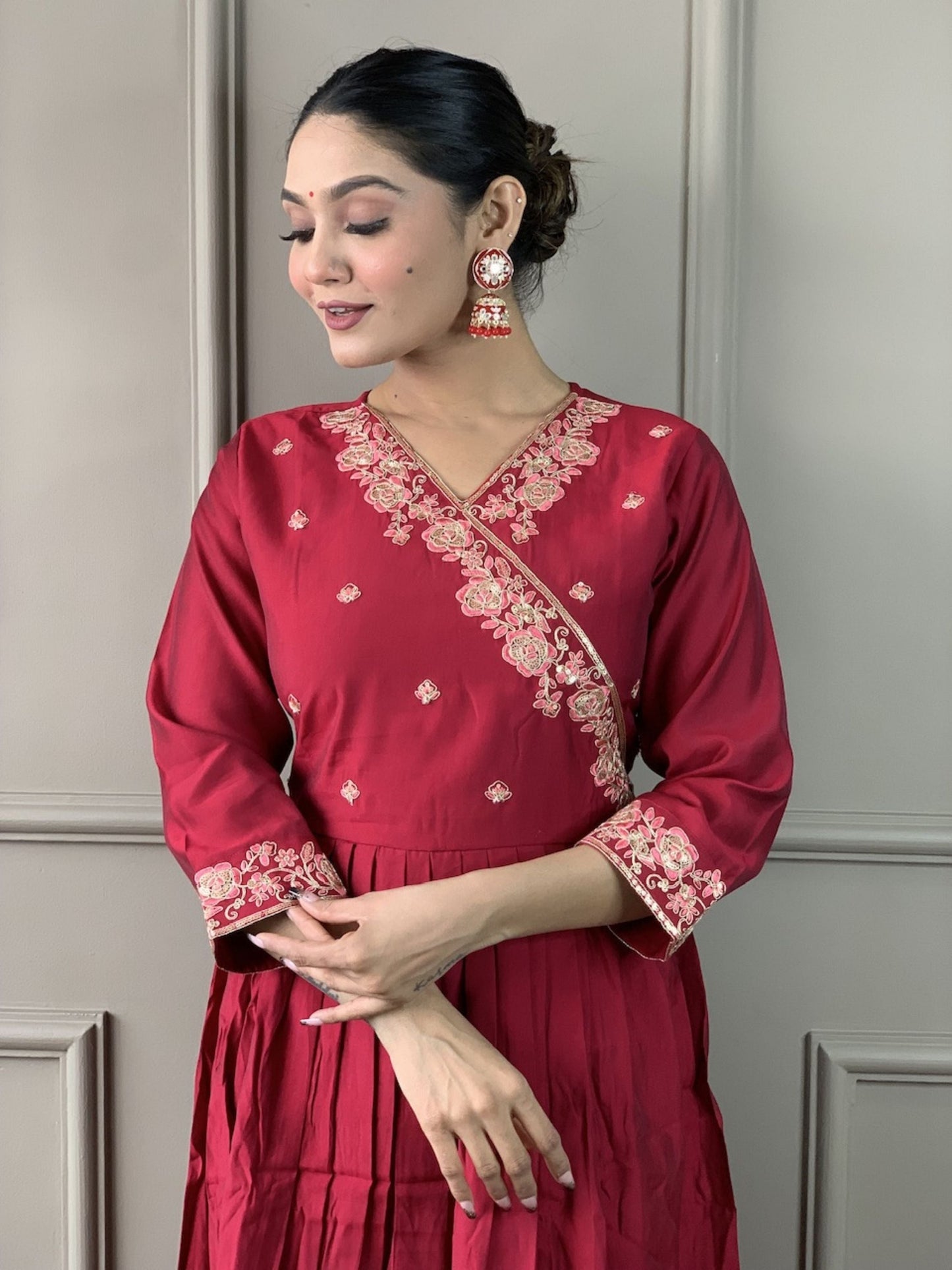 Angrakha Chanderi Kurta Set with Dupatta