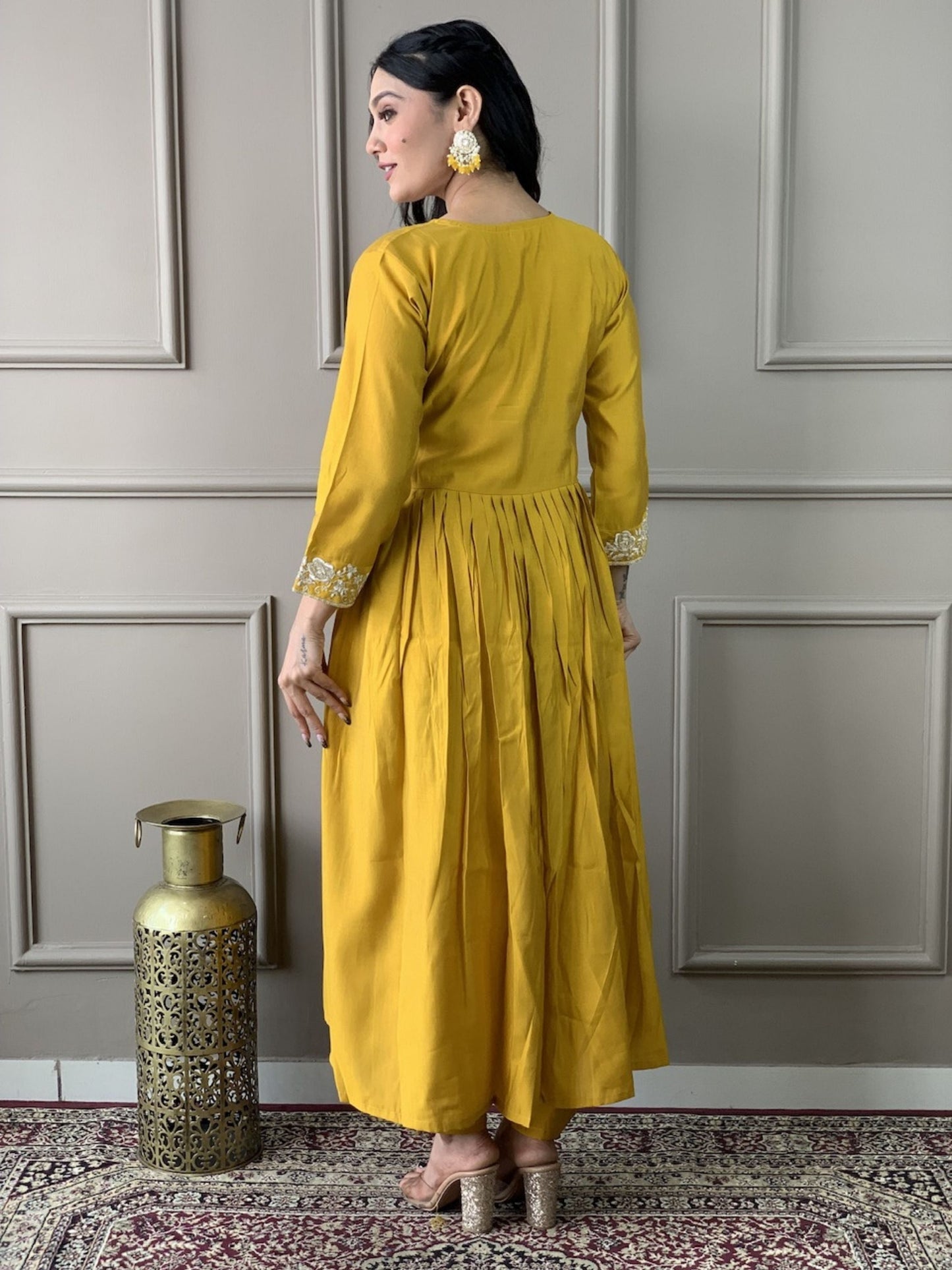 Angarakha Style Embroidered Kurta Set