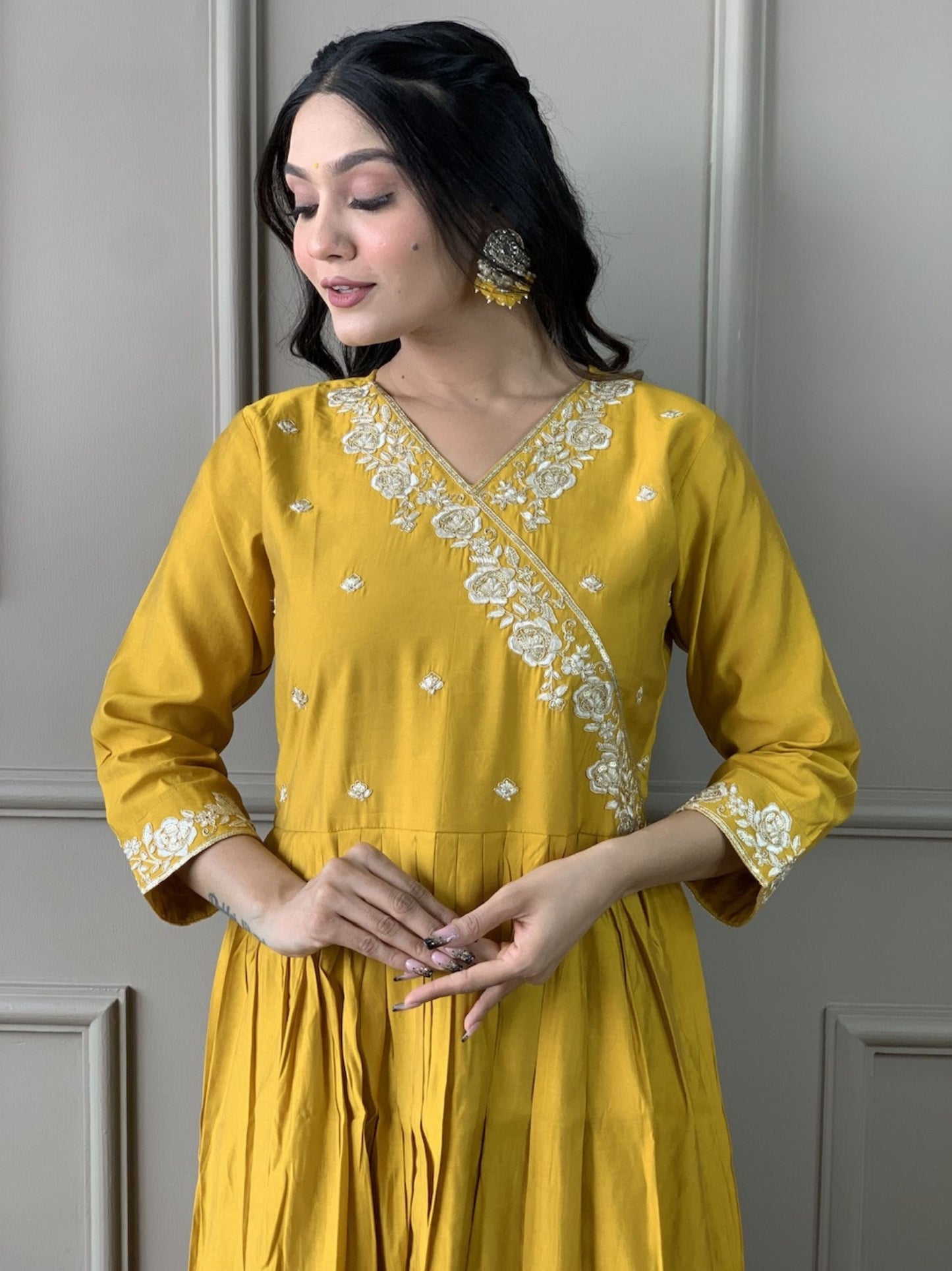 Angarakha Style Embroidered Kurta Set