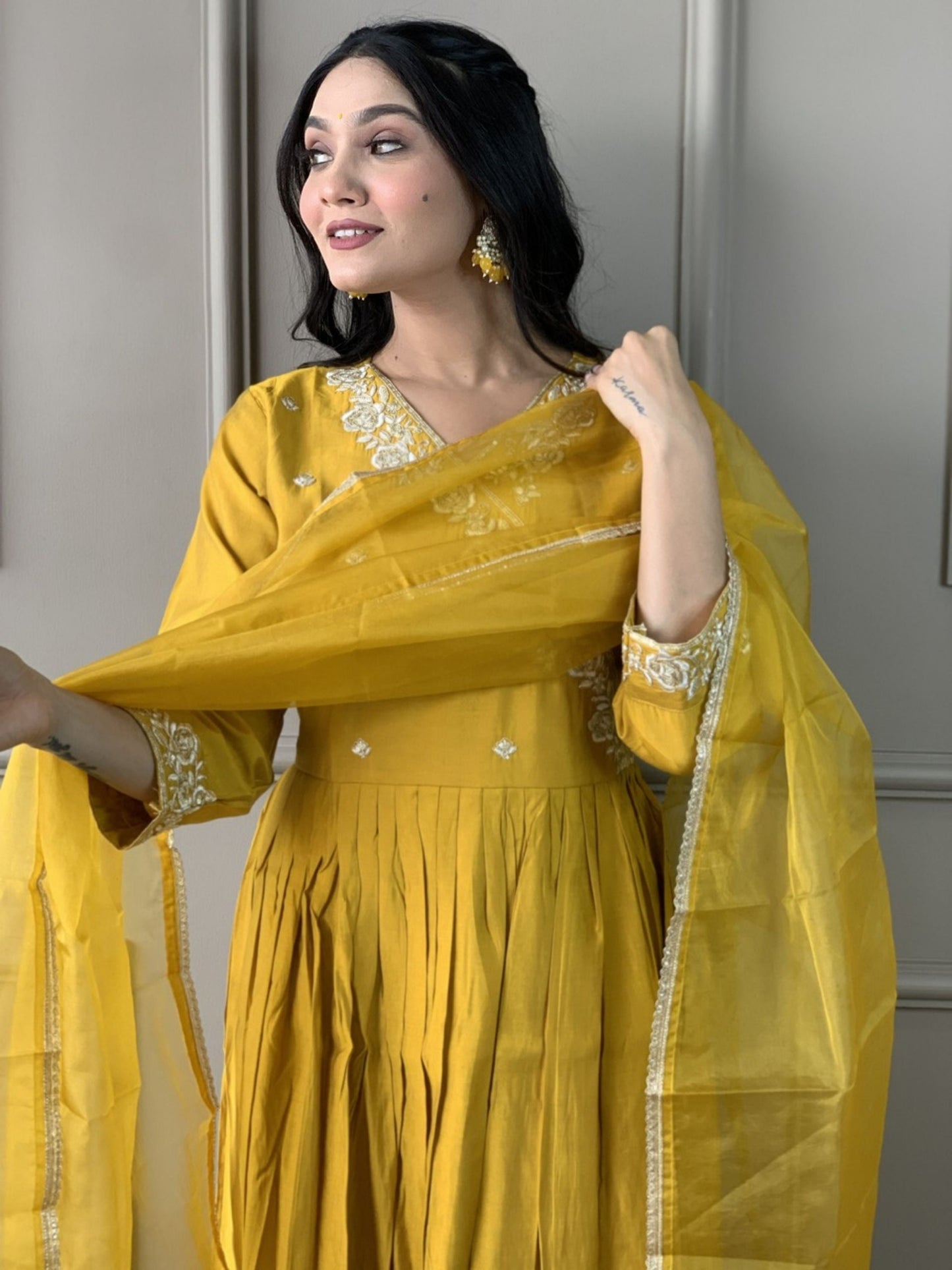 Angarakha Style Embroidered Kurta Set