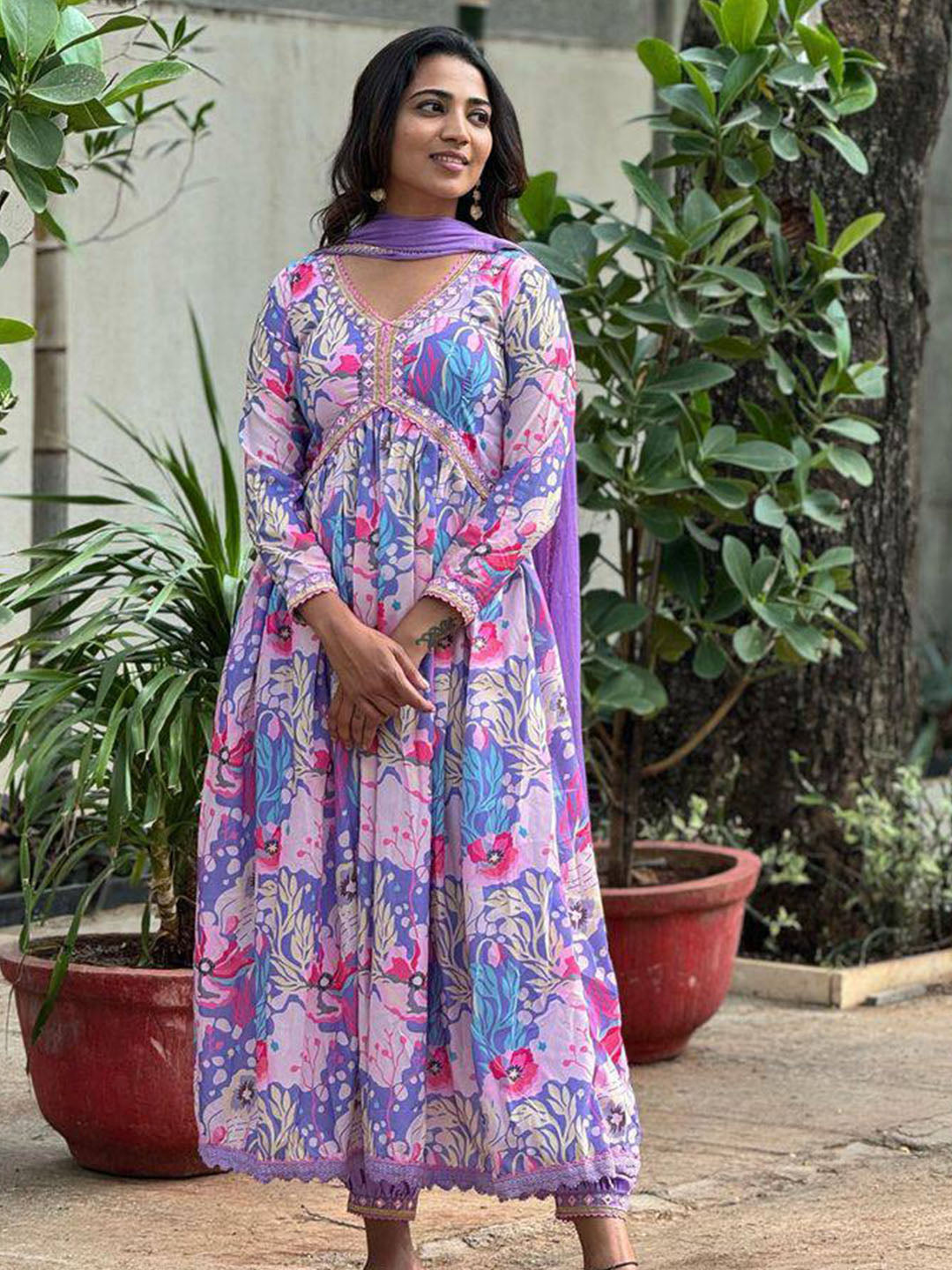 Muslin Floral Printed Kurta Set