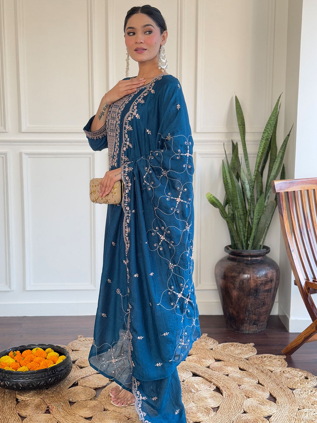 Vichitra Silk Kurat Set