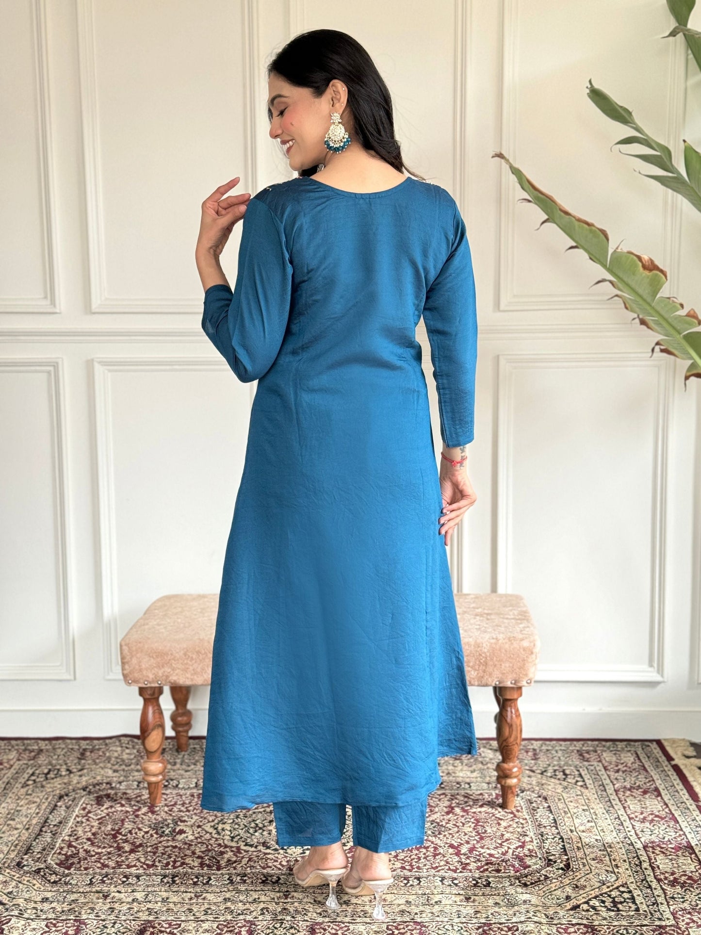 Chanderi Viscose Yoke Kurta Set