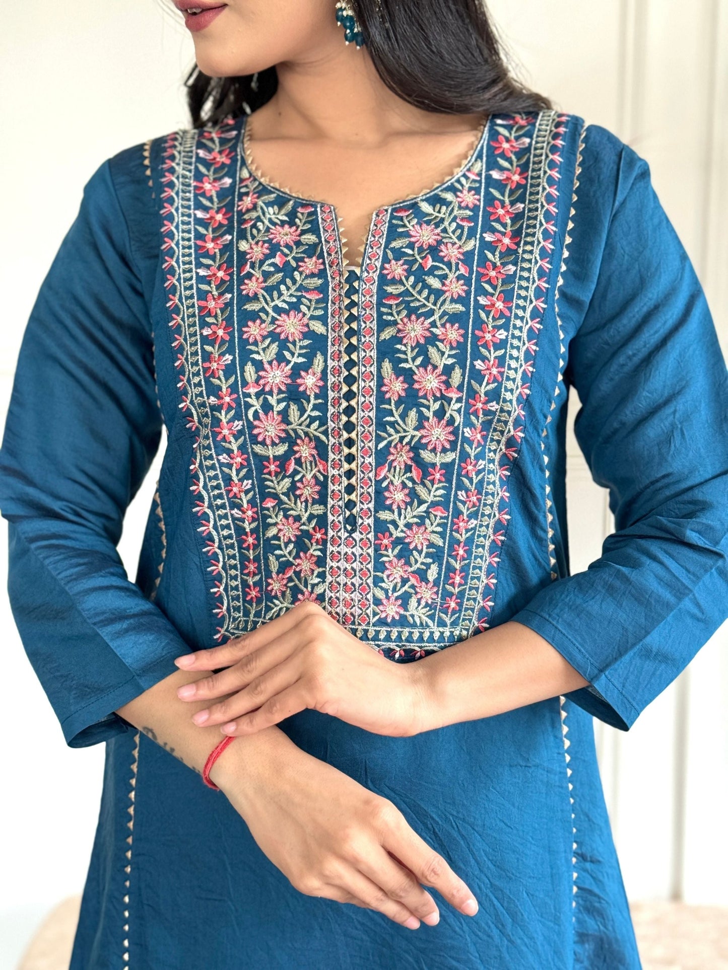 Chanderi Viscose Yoke Kurta Set