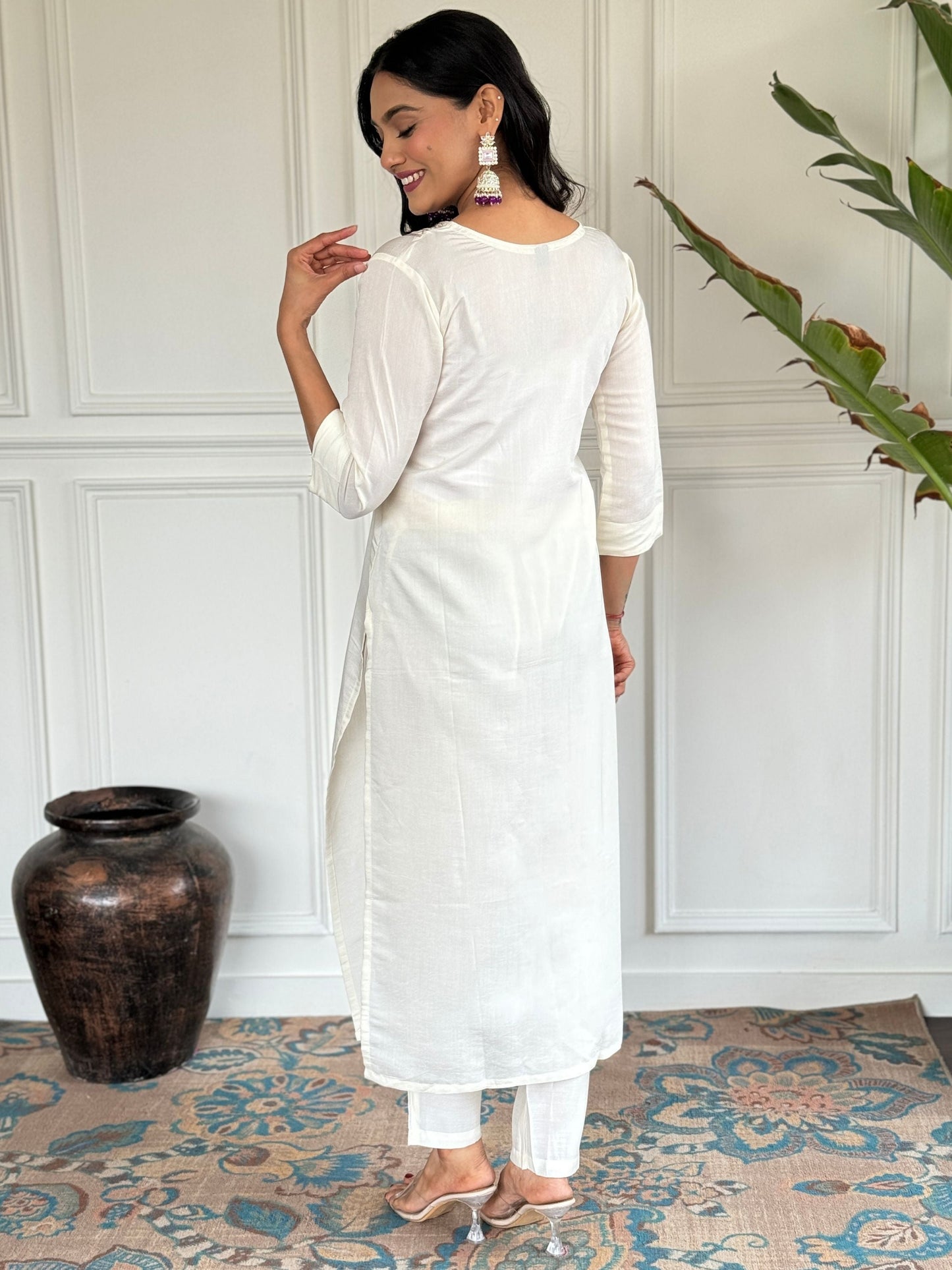 Chanderi Kurta With Bottom & Dupatta Set