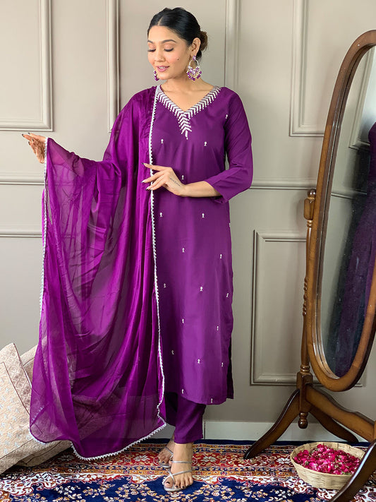 Rayon Embroidered Kurta Set