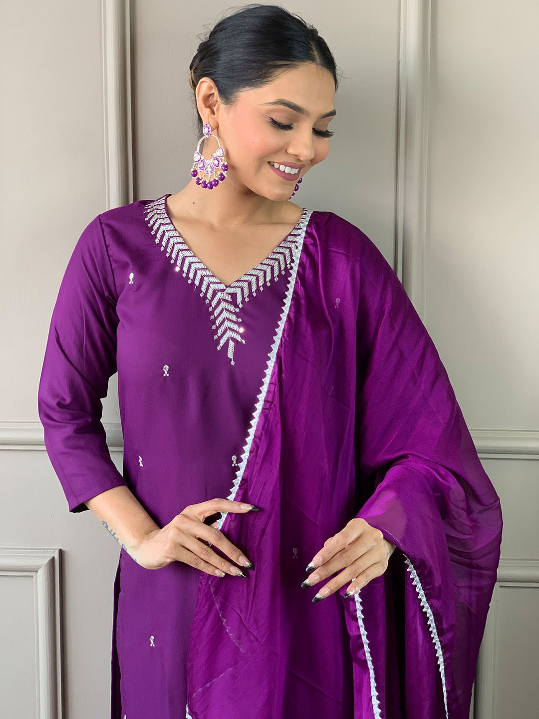 Rayon Embroidered Kurta Set