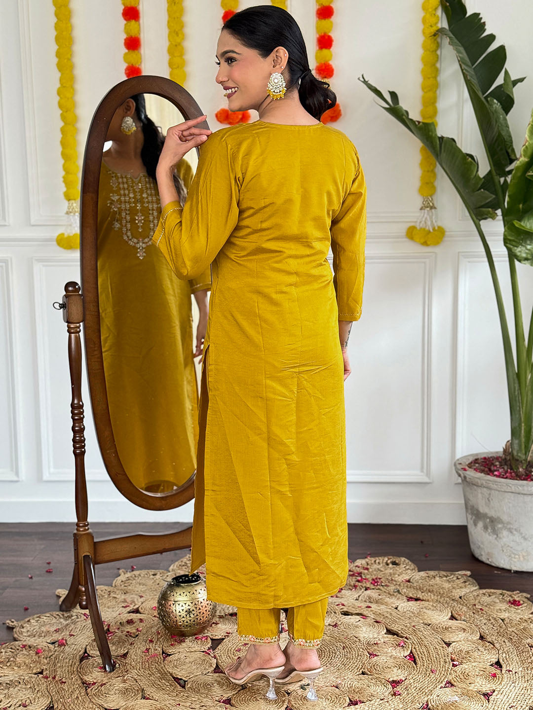 Chanderi Kurta WIth Bottom & Dupatta Set